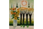 Мурниекс Лаимдотс (1922-2011), "Башни Риги", 2002 г., картон, масло, 85 x 74 см...